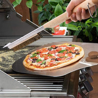 Pizza Brush with Wooden Handle and Brass Wire Bristles