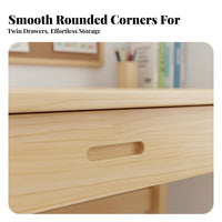 children's Wooden Desk and Chair Set Space Saving Solid Wood Student Writing Desk Rounded Edges children's Study Table with Drawer for Homeschooling