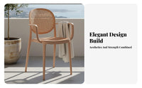 Faux Rattan Armchair Stackable Design Dining Seat Woven Backrest Natural Simplicity Design for Adults, Homeowners, Balcony