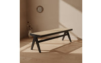 Woven Wood Bench with Rattan Seat Minimalist Rattan Bench Multipurpose Furniture Modern-Retro for Small Apartments