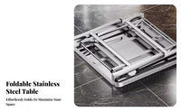 Square Folding Table Foldable Design Square Steel Dining Surface Space-Saving Easy to Clean for Event Planners, Outsideside Door