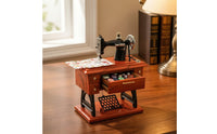 Vintage Mini Stitching Device Music Box Vintage Mini Stitching Device Music Box Tabletop Ornament for Collectors, Desk, Shelf, Display Cabinet