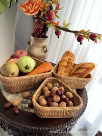 3 Pieces Triangle Woven Basket Set Handmade Versatile Bread and Snack Tray for Dining Table, Living Room, Party