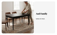 French Inspired Rectangular Dining Table Space-Saving Rectangular Wooddesign Table Woven Chair features Home Furnishing Easy to Clean for Apartment Dwellers, Families, Homeowners