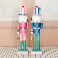 25 New 38CM Glitter Christmas Tree Nutcracker Solid Wood Decorative Puppet Gift Craft Christmas Ornament