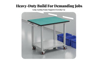 Lockable Wheels Anti-Static Rolling Cart Heavy-Duty Frame Wheeled Inspection Table Multi-Scene Versatility Rolling Work Table Scratch-Resistant Top for Technicians, Factory Workers, Engineers, Laboratoryoratory Oratory, Warehouse, Electronics Repair Shop