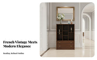 Configurable Shelving System French Vintage Aesthetic Tall Shelving Single Piece with Doors Sturdy Wood Construction Sturdy And