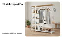 Multi-Functional Design Coat Rack with Shoe Storage Space Saving Freestanding Clothes Rack Easy Assembly Freestanding Closet Organizer Stable Structure for Renters, Apartment Dwellers, Students, Living Room, Bedroom, Entryway, Hallway