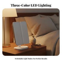 Lighted Shell-Shaped Case Foldable Lighted Vanity Box Adjustable Light Settings