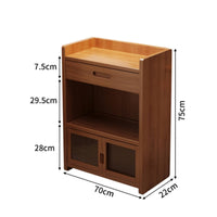 Three-Tier Storage Cabinet Space-Saving Wooden Cabinet with Drawer Compact Organizer for Tea Room