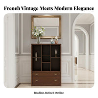 Configurable Shelving System French Vintage Aesthetic Tall Shelving Single Piece with Doors Sturdy Wood Construction Sturdy And
