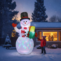 Christmas Inflatable Snowman Colorful Snowman with Top Hat Outdoor Decoration Eye-Catching Holiday Display Easy to Use