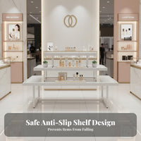 Versatile 3-Tier Display Stand Sturdy Supermarket Island Rack Heavy Duty 3-Tier Display Table Modular Design for Retailers, Boutique Owners, Crafters, Convenience Shop, Shopping Mall, Temporary Shops, Farmers Markets