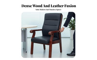 Upholstered Wooden Armchair Sturdy Wood Frame Upholstered Lobby Chair Padded Seat and Rear Professional Appearance