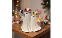 Whimsical Ghost Ornament with Sculpted Base Cute Ghost Figurine Playful Mini for Halloween Party