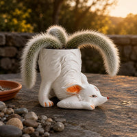 Canine Planter Resin Creature Shaped Planter Orange Accents