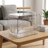 Portable Acrylic Bird Cage, Rectangular Acrylic Cage with Grate and Tray, Mobile Avian Cage for Parrot Trips, Indoor Outdoor Portable Bird Cage