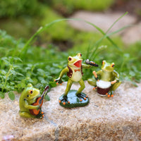 3 Pieces Frog Band Figurine Set Bright Colors Musical Frog Statues Detailed Craftsmanship Garden Decoration for Balcony