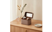 Watch Box with Window PU Leather 2-Slot Watch Box Storage Holder Compact Portable for Travelers, Dresser, Nightstand