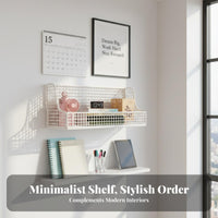 Drillwithout Drilling Installation Bedside Organizer with Hooks Space-Saving 2-Tier Floating Shelf Versatile Use Wall-Mounted Rack Double-Layered Design for Dorm Residents, Teenagers, Apartment Dwellers, Small Areas, Bedroom, Office