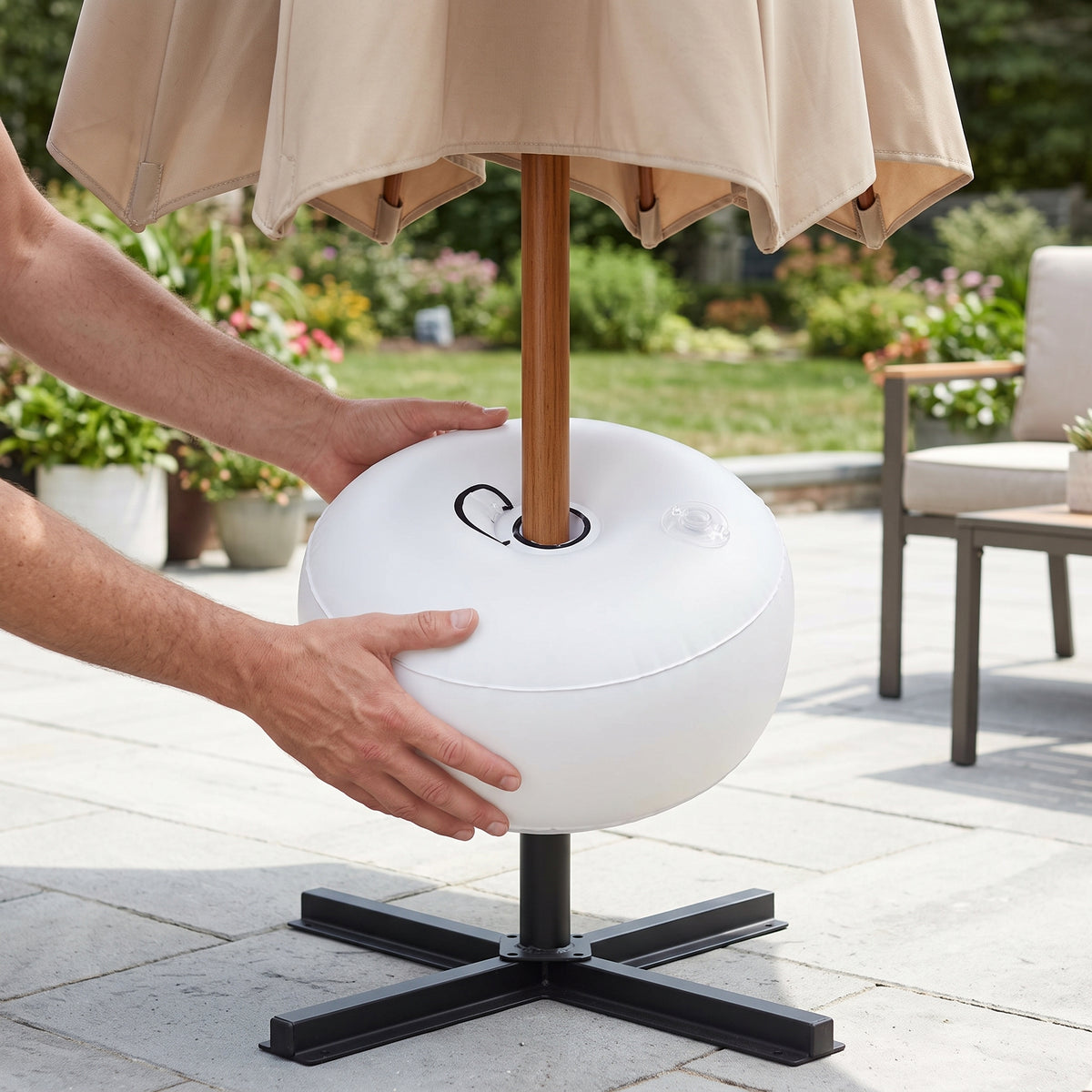 Round Water Weight Bag for Outdoor Umbrella Base, Beach Flagpole, and Moxibustion Stand