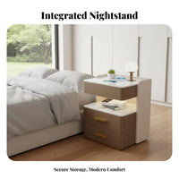 Hidden Secure Compartment Smart Safe Cabinet Fingerprint Lock Illuminated Charging Nightstand Modern Design Bedside Table light-emitting diode mood Light for technologynology lovers, Homeowners, Students, Home, Dorm Room, Office