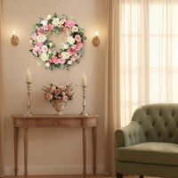 Pink Blossom Wreath Seasonal Decor Blossom Wreath Silk Flowers for Porch, Wall