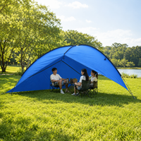 Blue Triangle Tarpaulin 480x480x200cm, Polyester Tarpaulin 2000mm Waterproof, Camping Tarp for Bushcraft & Outdoor Shelter