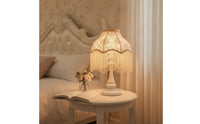 Table Lamp with Textile Shade Decorative Bedside Table Lamp Floral Warm for Bedroom, Reading Corner