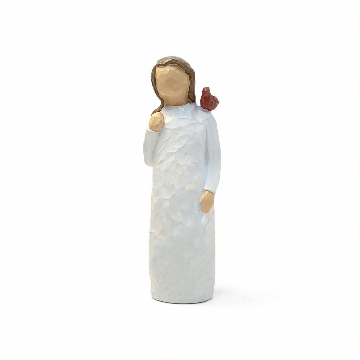 Girl Angel Figurine Resin Angel Figurine with Bird Minimalist for Shelf