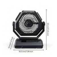 Compact Rechargeable Fan with Power Bank Battery Operated Portable Fan with Digital Display for Tent