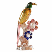 Crystal Parrot Statue Sparkling Geometric Glass Bird Sculpture Detailed Crystal Parrot Ornament for Display Cabinet