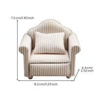 1/12 Scale Sofa Padded Armrests 1/12 Scale Couch Wood and Textile Sofa Throw Pillow Miniature Furniture Classic Style