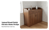 Coffee Bar Cabinet Freestanding Accent Cabinet Dining Room Buffet Cabinet Storage Cabinet with Drawers Thickened Fiberboard Raised Guardrail Suitable for Kitchen Entryway