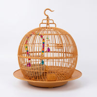 Round Bird Cage, Spherical Folding Bird Cage for Small Exotic Pets, Indoor Small Bird Cage with Base Tray and Hanging Hook for Small Birds