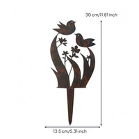 Bird Flower Stake Nature-Themed Rustic Floral Bird Stake Weather-Resistant Outdoor Decor