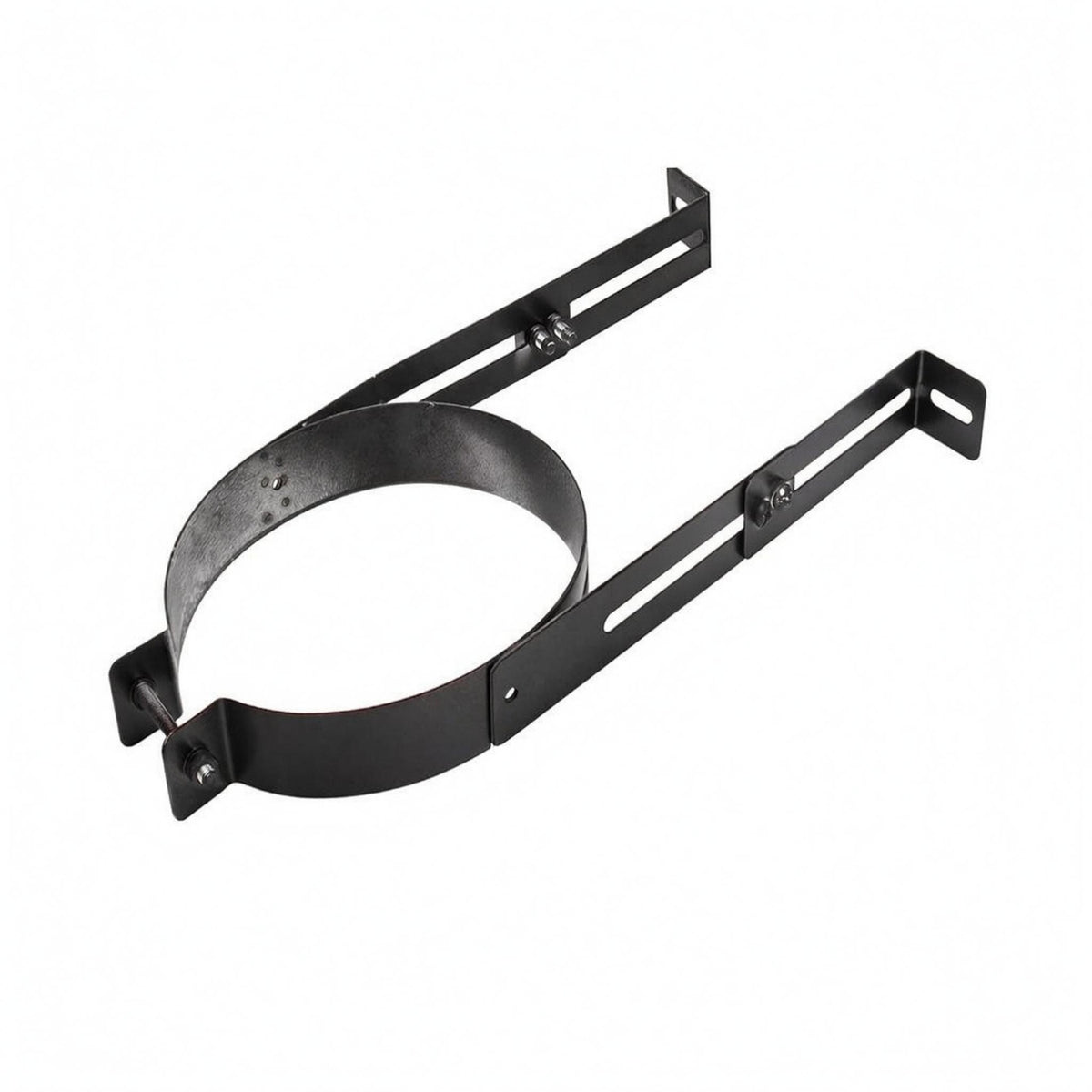 Black Metal Chimney Pipe Wall Bracket Slotted Arms Chimney Pipe Support Bracket Matte Finish Heating Hardware Welded Construction