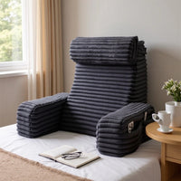 Striped Reading Pillow with Corduroy Cover, Multi-functional Backrest for Sofa and Bed
