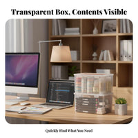 Clear Letter-size Paper Box Transparent Desktop Organizer Large Capacity for Students