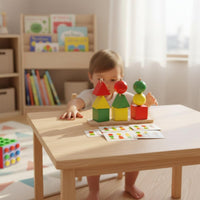 Wooden Geometric Shape Sorter Early Education Geometric Block Sorting Game Color Matching Assembling Toy for Young Children