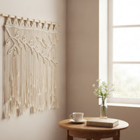 Macrame Wall Hanging with Wooden Dowel Bohemian for Doorway