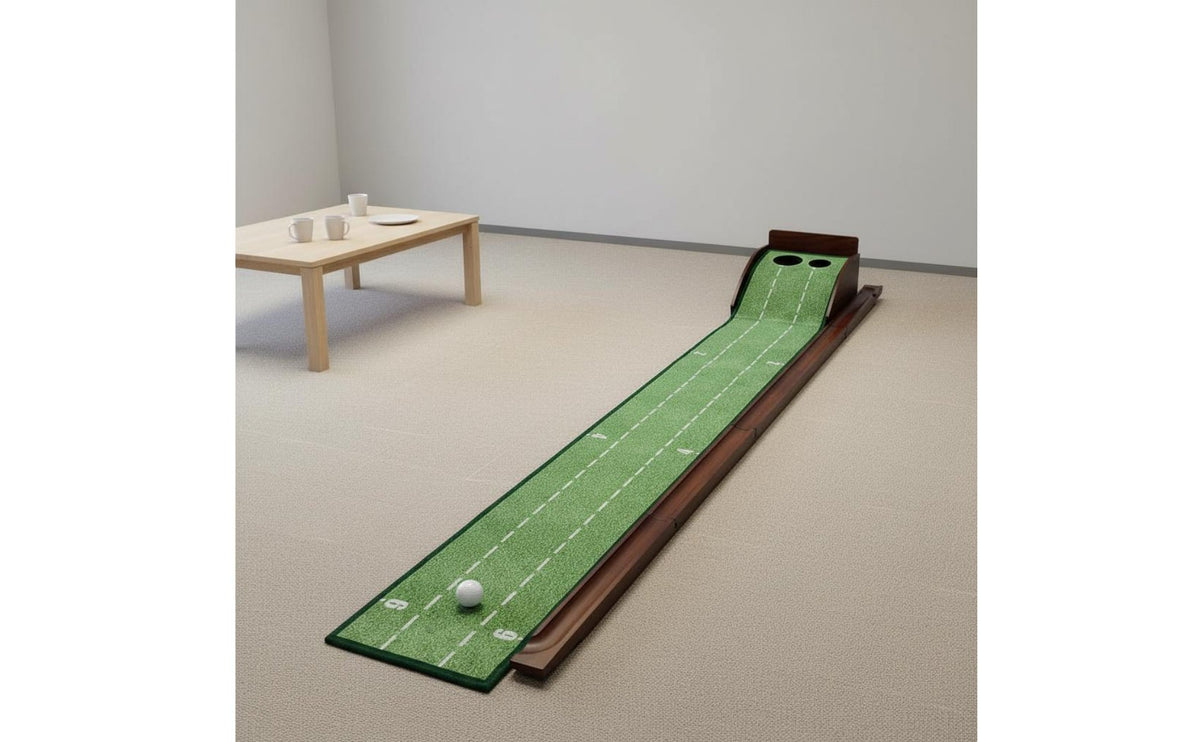 Double Hole Putting Practice Board Portable Wooden Golf Putting Mat Distance Control Sports Gear