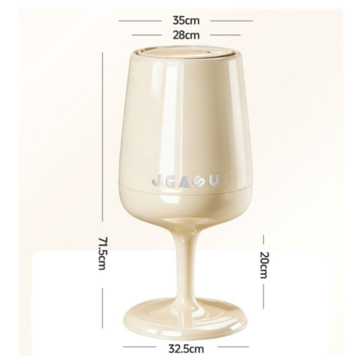 Wine Glass Trash Can High End Look Compact Wastebasket Decorative Design