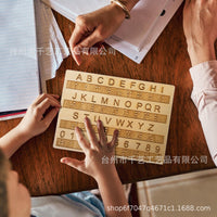 亚马逊盲木质文字母板带凸起点盲文字母表木制盲文字母数字板批发