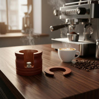 Coffee Machine Base Wooden Tamper Holder Espresso Portafilter Stand Adjustable Height Natural Solid Wood Stable Tamping Suitable for Home Barista Commercial Cafe