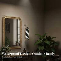 Haircut Pole Lamp Waterproof Illuminated Haircut Pole Rotating Salon Lamp Electroplated Finish Wall Mounted Rotating Sign Energy