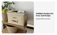 Collapsible Cartoon Print Cube with Lid Foldable Design Collapsible Lidded Box