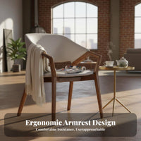 Curved Support Wooden Chair Nordic Design Upholstered Wooden Chair With Armrests Minimalist Design & Aesthetic for Dining Room