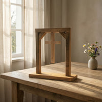Floating Cross Display Freestanding Decor Stable for Mantel