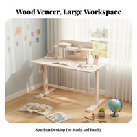 full set off-white Writing Desk with Hutch Spacious Desktop Writing Table with Hutch Ergonomic Design children's Furniture Sturdy Construction for Students, Kids 5-12, Parents, Study Area, Online Learning, Bedroom, Playroom